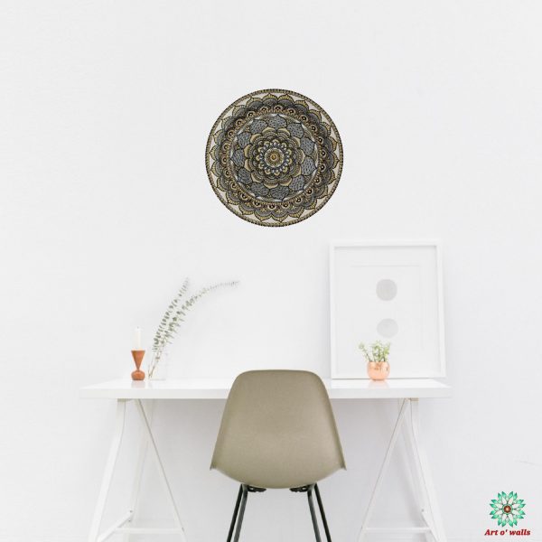 Mandala style Decorative plate(hanging) Black, white & gold: Exclusive Range